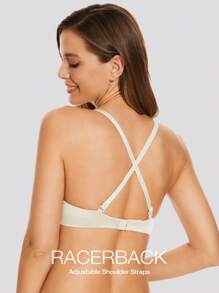 Deyllo Seamless Push Up T-Shirt Bra Comfort Lightly Padded Underwire Bra - White - View 3