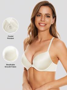 Deyllo Seamless Push Up T-Shirt Bra Comfort Lightly Padded Underwire Bra - White - View 5