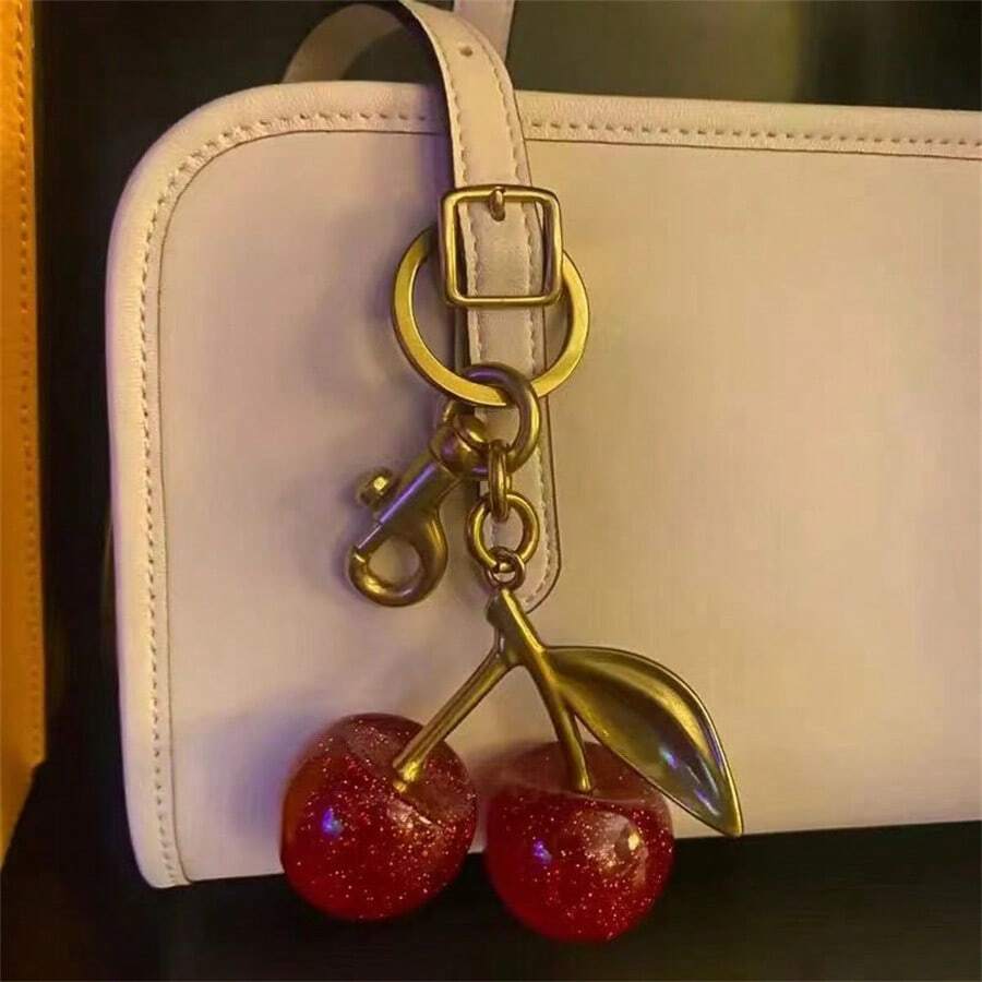 1 pezzo Ciondolo a forma di frutto, nuovo ciondolo grande con pendente a forma di ciliegia in cristallo, ciondolo per portachiavi, San Valentino