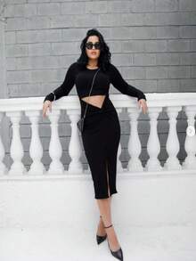 Women Midi Dresses - 黑色 - 查看 4