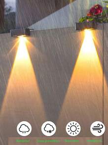 1 buah/2 buah/4 buah Lampu Dinding Tenaga Surya, Lampu Dek LED Ultra Terang, Lampu Pagar, Penerangan Luar Ruangan, Lampu Taman Tahan Air, Balkon, Pagar, Teras, Lampu Malam Tenaga Surya Dekorasi Rumah - Hitam - View 6
