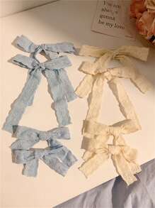 2个/套 法式芭蕾舞风格白色蕾丝蝴蝶结发夹,女士发饰,适用于刘海和侧发,高端质感,情人节礼物,优雅发夹,发卡,校园用品,适合优雅的学院风,冬季女装,蝴蝶结,可爱,发饰 - 彩色 - 查看 10