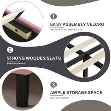 Upholstered Bed Frame With LED Lights, Modern PU Leather Platform Bed With Headboard, White/ Black/ Pink,Twin/ Full/ Queen/ King * Bed Frame Queen Queen Bed Frame Bed Frame Full Full Size Bed Frame Bed Frame King King Size Bed Frame Bed Frame Twin Twin Bed Frame (USB LED Strip) - 粉色 - 查看 4