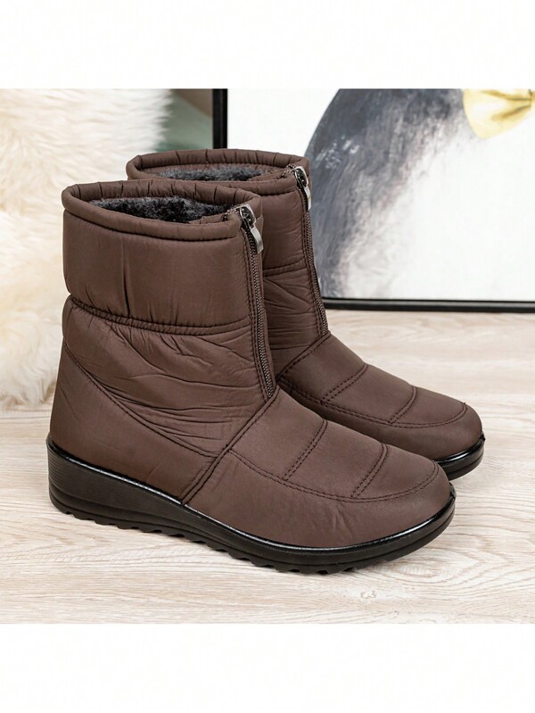 New Arrival Plus Size Christmas Winter Thermal Lined Women's Snow Boots, Waterproof Slip-On Slouchy Shoes For Women