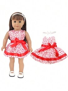 1pc Doll Clothes Set For 18-Inch American Dolls, Doll Princess Dress, Doll Tulle Skirt, Doll Floral Dress, Doll Sleeveless Dress, Fashion Doll Accessories Gift For Girls' Dolls' Birthday, Holiday, And Toys