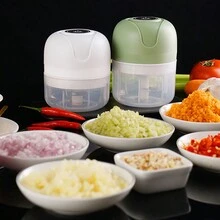 電動大蒜泥器，大蒜搗壓器，輔助食品處理器，無線小型大蒜泥製造機，大蒜去皮工具 - 彩色 - 查看 5