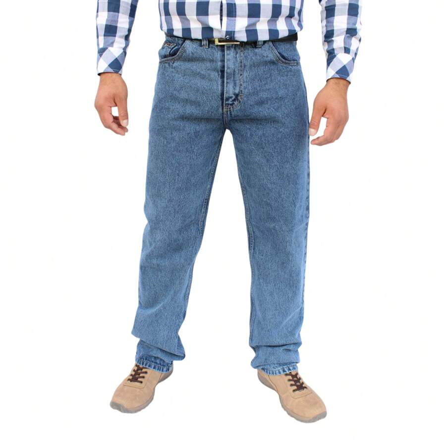 John Silver Men's Straight Denim Pants - 青碧色 - 查看 1
