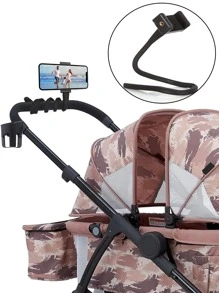 1 suport mobil pivotant pentru telefon pentru conexiune pliabilă pentru bebeluși pentru cărucior pentru bebeluși, potrivit pentru aparatul foto SLR pentru smartphone și suport pentru telefon pentru cameră CCTV-negru - Negru - Vizualizare 8