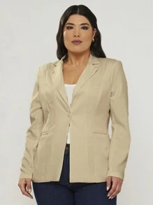 Plus Size Blazers - 米色 - 查看 1