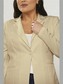 Plus Size Blazers - 米色 - 查看 3