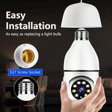 1080P無線安全攝像頭，無線燈泡攝像頭，室內外WIFI攝像頭，E27 AI智能PTZ IP攝像頭，SD/雲端存儲，網絡攝像頭，家庭監控，雙向語音，運動檢測警報推送夜視 - 白色 - 查看 8