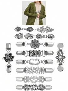 4pcs Vintage Sweater Clip, Shawl Clip, Dress Clip, Shirt Clip, Retro Cardigan Collar Chain Brooch Set Valentine's Day Valentines