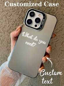 苹果 1 件男女通用时尚定制白色文字印花黑色软手机壳保护套，适用于 11/13/14/15，具有个性化文字、纪念日期、祝福、谜语、承诺和母亲节等各种打印选项卡其色，清晰时尚，时尚，多彩，配套手机壳，简约，复古定制，个性，独特，送给朋友的礼物 - 香檳色 - 查看 3