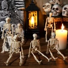 24/12/6pcs Mini Skull Statues, Halloween Decorative Small Skulls, Halloween Craft Decor, Haunted House Accessories, Party Favors