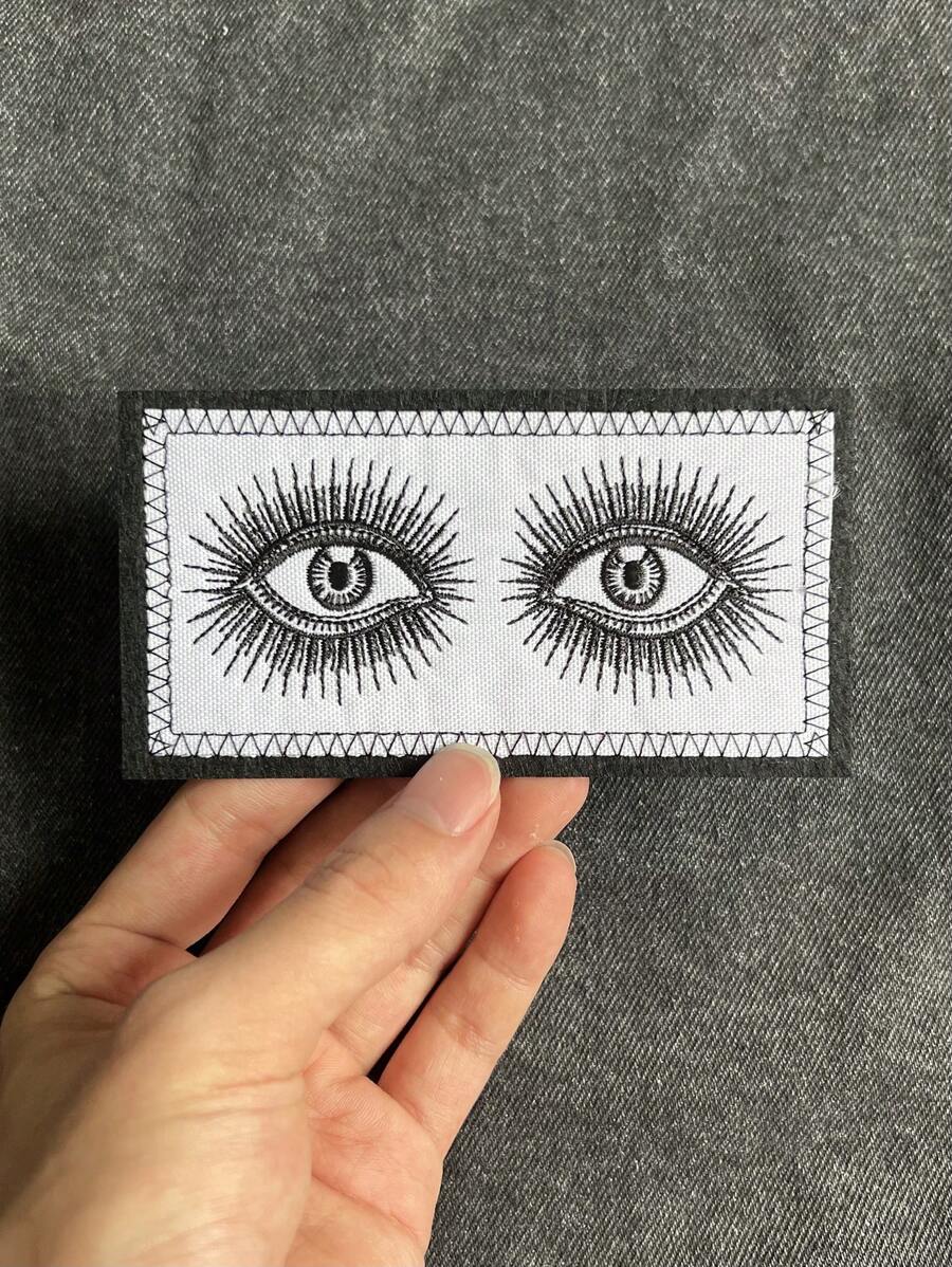 2 Stücke Vintage-Auge gesticktes Aufbügler, Bügel- oder Nähaufnäher für Kleidung, Hüte, Jacken und Taschen