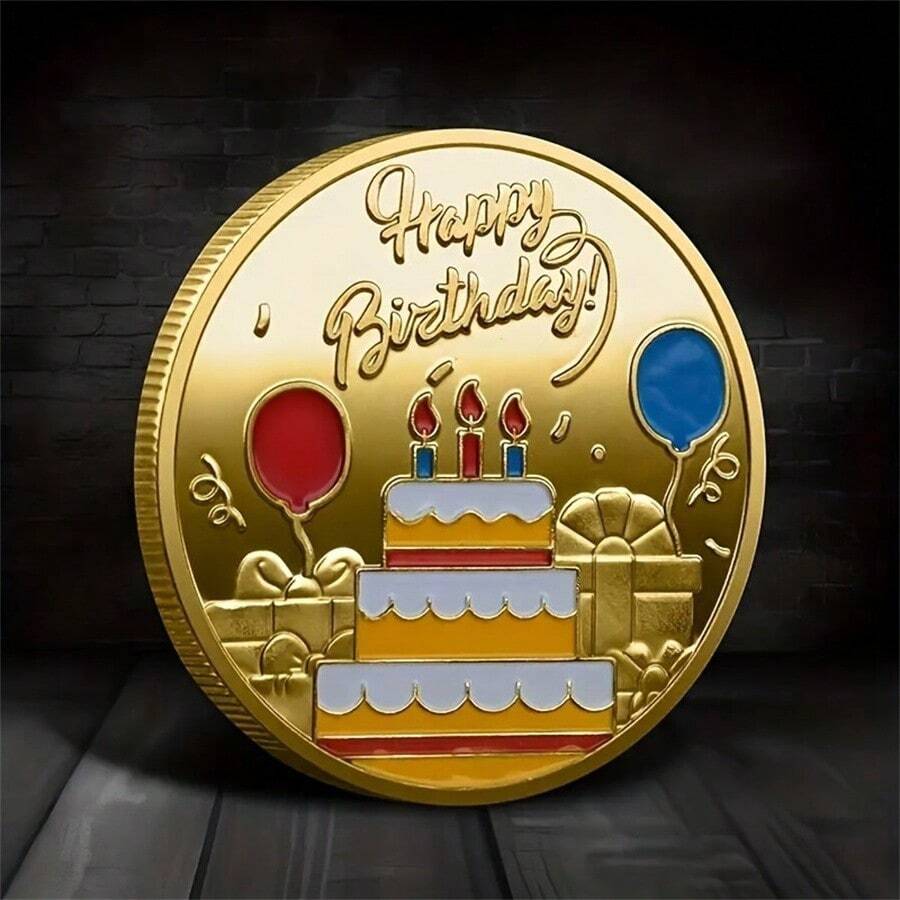 1 枚独特的生日快乐幸运硬币 - 生日庆祝纪念品 - 铁材质，适合送给朋友和家人的通用礼物 - 彩色 - 查看 1