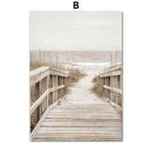 帆布畫-現代時尚波西米亞米色芦蘆蒲公英三腳架海景圖案海報，適用於家居裝飾客廳臥室宿舍背景牆藝術設計畫作，時髦禮物，無框版。 - MLZH682(不含框) - 查看 24