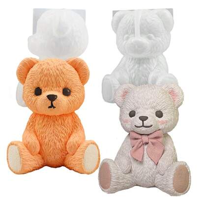 3D 熊硅胶模具，可爱动物环氧树脂铸模，软糖，巧克力，糖果，蜡烛模具，蛋糕装饰用品