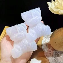 3D 熊硅胶模具，可爱动物环氧树脂铸模，软糖，巧克力，糖果，蜡烛模具，蛋糕装饰用品 - 白色 - 查看 5