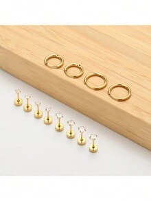 Ensemble de 6 paires de boucles d'oreilles pour cartilage pour femmes, boucles d'oreilles à boucle pour cartilage pour hommes et femmes aux oreilles sensibles, avec cubic zirconia cubique, perle, boule et dos plat pour plusieurs piercings - Boucles d'oreilles zircone - Voir 8