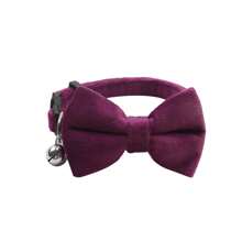 Collar para gato con campana, corbata de moño para gato, collar de terciopelo para mascotas, collar ajustable para gatitos, collar pequeño para perros para bodas y fiestas de cumpleaños - Multicolor - Ver 15