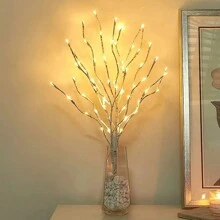 1 件 2.62 英尺/50led 暖光手工模擬白樺樹枝燈帶瓶,鄉村裝飾燈適合婚禮、節日和聖誕節 - 白色 - 查看 4