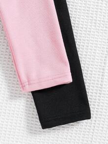 2pcs Young Girl Solid Color Warm Lined Thermal Underwear