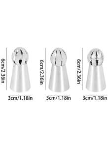 Ensemble de 3 Buses à Glaçage en Acier Inoxydable en Forme de Boule, avec Buse en Forme de Torche, Outil de Décoration de Gâteau à la Crème Pour la Cuisson, Outil de Décoration de Cupcake en Papier, Outil de Buse à Crème pour Gâteau