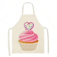 1pc Small Cake, Gingerbread Man, Candy Cane, Pizza, Nail Polish 3D Patterned Linen Apron For Kitchen Cooking Home Use - Multicolor - View 5