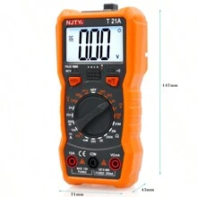 NJTY數字萬用表T21A T21B T21C T21D T21E 6000計數A V自動範圍T-RMS NCV手持萬用表電壓表測試儀 - 黑色 - 查看 3
