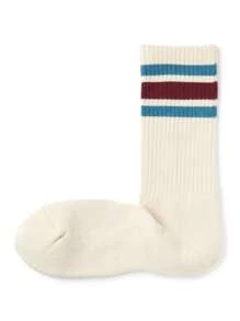 1pair Striped Socks For Men & Women, Color-Block Three Stripe High Tube Sports Skateboard Long Socks, European And American Sizes, Premium Fabric, Autumn & Winter, Fall - Beige - View 2