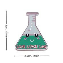 Cartoon Cute Punk Triangular Test Tube Enamel Pin LIVE LOVE LAB Custom Decorative Brooches Ornaments Lapel Bag Badges Jewelry Gifts Pin - Green - View 2