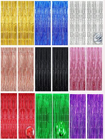 1 szt. 1MX2M Tło imprezy, folia metalowa, frędzle, zasłony metalowe, urodziny, ślub, dekoracja rocznicowa dla samotnych kobiet, zasłony jedwabne przeciwdeszczowe dla dorosłych, dekoracja ścienna tła imprezy urodzinowej, frędzle błyszczące aluminiowe zasłony ścienne, Boże Narodzenie