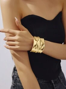 1 chiếc Vòng tay kim loại dạng vòng tròn thời trang cao cấp, tối giản, có họa tiết gợn sóng, rỗng, cổ điển, sang trọng dành cho nữ, thích hợp cho đi làm hàng ngày, mua sắm, đám cưới, tiệc tùng, sự kiện kinh doanh, bãi biển mùa hè, quà tặng, hẹn hò, lễ hội âm nhạc, quán bar - phong cách kết cấu - Xem 17