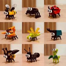 1 set de 10 blocs de construction mignons d'insectes, série de blocs de construction animaux DIY, cadeau d'anniversaire, cadeau de Nouvel An, mini blocs de construction, décoration de bureau, soulagement de la pression, soulagement du stress, blocs de construction mignons, collection de blocs de construction. Emballage aléatoire, décoration de collection de la maison, blocs de construction de poisson en bois, poupée assemblée, ornement de bureau, cadeaux d'ornement de bureau, jouet puzzle de blocs de construction, créez votre propre collection d'animaux. Cadeau créatif de la Saint-Valentin. Décoration de chambre Cadeaux de Noël Blocs de couleur Blocs de couleur