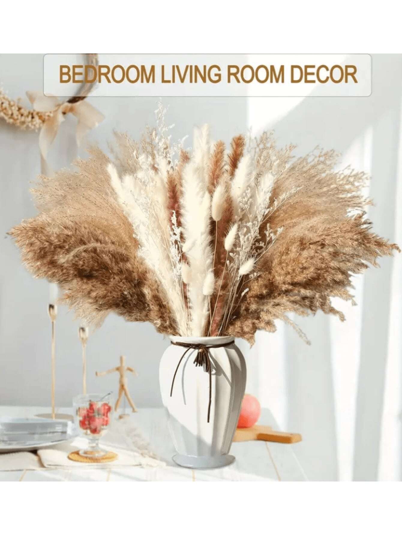 50pcs, Boho Style Dried Pampas Grass Bouquet - 6Kinds Of Dried Plants ...