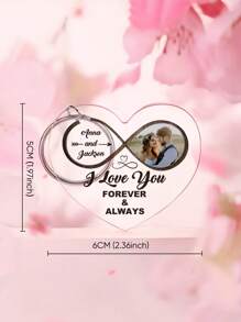 1 pieza Llavero personalizado con foto de pareja, llavero personalizado con texto, llavero personalizado con foto, llavero acrílico personalizado con forma de corazón, llavero personalizado con nombre, llavero personalizado de infinito, regalo de boda, regalo de aniversario, regalo para él/ella, idea de regalo para el Día de San Valentín, Día de la Madre, Día del Padre, aniversarios, regalo de pareja, el mejor regalo para mamá, papá, esposa, esposo, novia, novio, grabado, acero inoxidable, colorido, lindo, adorable, divertido, kawaii, Y2K, elegante, unisex, informal, personalizado, único, personalizado, regalos ideales para él, regalos ideales para ella