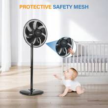 Aigostar Pedestal Fan With Remote Control And Digital Panel, 16-Inch Electric Oscillating Standing Fan, 8-Hour Timer, 55W, Black - UK Plug(220-240V) - View 8