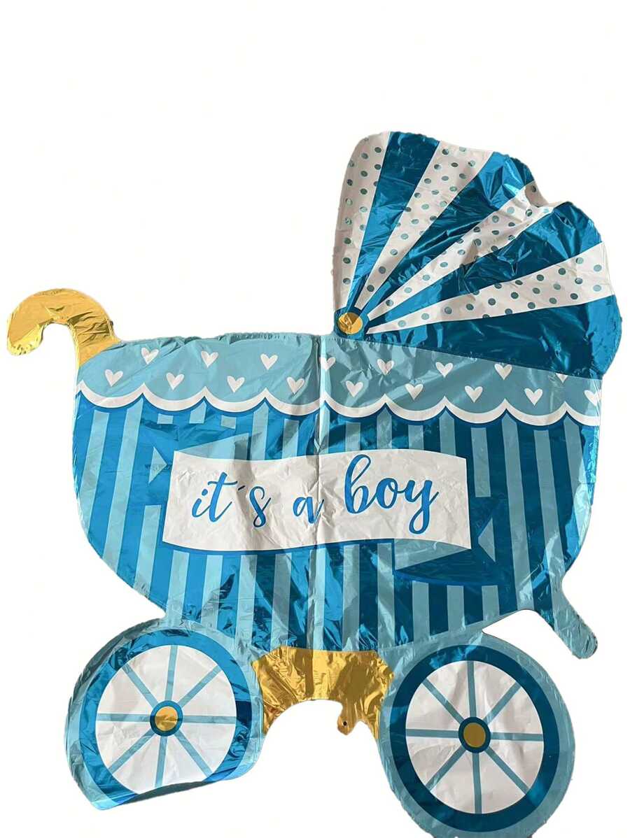2pcs Baby Stroller Shaped Balloons For Kids' Cradle, Birthday Party