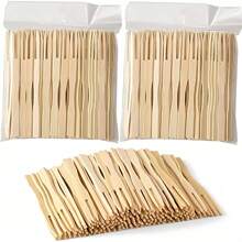 Set de 500/400/300/200/100/50/5 piezas de palillos de bambú de color melocotón para frutas, pinchos mini para aperitivos de frutas, ideales para picnics al aire libre, fiestas, cumpleaños