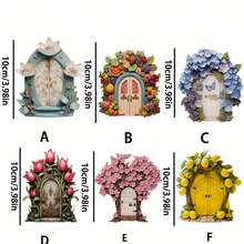 1 件木门装饰，创意童话装饰，适合室内空间、家庭、花园、露台或桌面 - 独特、微型、木制工艺装饰最佳礼物 - 彩色 - 查看 3