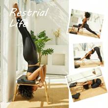 瑜伽倒立凳 - 适合家庭、健身房的站立瑜伽椅 - 木质和 PU 垫 - 缓解疲劳，增强体质 健身房配件、运动、健身、家庭锻炼 - 黑色 - 查看 2