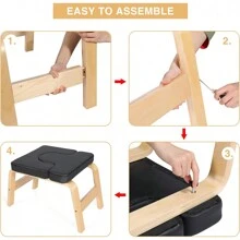 瑜伽倒立凳 - 适合家庭、健身房的站立瑜伽椅 - 木质和 PU 垫 - 缓解疲劳，增强体质 健身房配件、运动、健身、家庭锻炼 - 黑色 - 查看 6