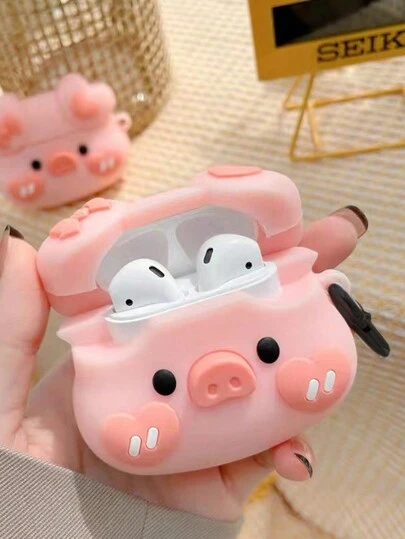 1pc Cute Silicone Bow & Pig Style Earphone Holder
