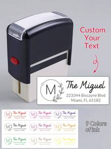 1 pieza Sello de dirección personalizado con texto, útiles escolares, sello autoentelintante personalizado, sello de goma personalizable, adecuado para sello de dirección de remitente, disponible en múltiples tipos de letra y colores, aplicable para sobres, decoraciones de boda, reutilizable, moderno, colorido, lindo, retro, de dibujos animados, estilo kawaii, adecuado para empleados, clientes, estudiantes, aplicable para negocios/trabajo/oficina, escuela y otras ocasiones, esencial para la temporada de regreso a clases - Estilo 2 - Ver 11