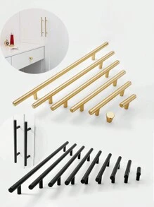 1 pezzo Maniglia per porte di armadi in lega di alluminio / Tiratore per cassetti di guardaroba, stile nordico moderno e semplice, dorato/nero