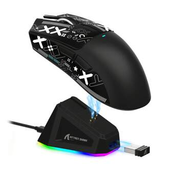 Mouse da gioco senza fili ultraleggero X11 da 59g con grip tape, dock di ricarica RGB, sensore PixArt PAW3311, connettività senza fili Bluetooth/2.4G e cablata, 22.000 DPI, 5 pulsanti programmabili per PC