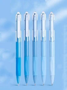 5 Pieces/Set Of Gradient Shell Ink Pens  Quick Dry Black Ink Pens  0.5mm Fine Point Black Ballpoint Pens  Smooth Writing Pens For Office And School  Back To School Supplies - Multicolor - View 5