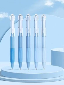 5 Pieces/Set Of Gradient Shell Ink Pens  Quick Dry Black Ink Pens  0.5mm Fine Point Black Ballpoint Pens  Smooth Writing Pens For Office And School  Back To School Supplies - Multicolor - View 7