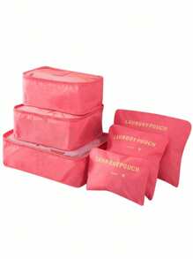 6pcs Travel Storage Bag Set, Lightweight Luggage Organizer, Fashionable Large Capacity Storage Bag, Luggage Sorting Bag, Durable Polyester Fiber Sorting Storage Bag, Zipper Closure - Suitable For Clothing, Shoes, Cosmetics, Underwear, Etc., Save Luggage Space - Multicolor - View 13